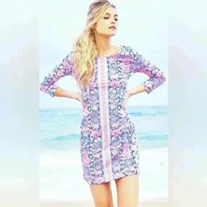 Lilly Pulitzer Marlowe Iris Blue Werk It Cotton Shirt Dress Size XS
